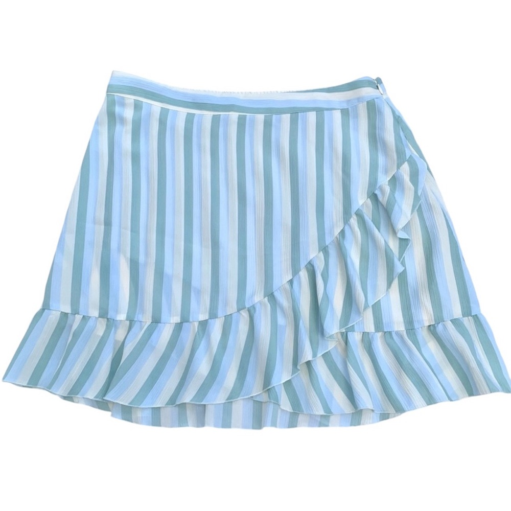 LC Lauren Conrad Striped Faux Wrap Tiered Ruffle Mini Skirt Size XL